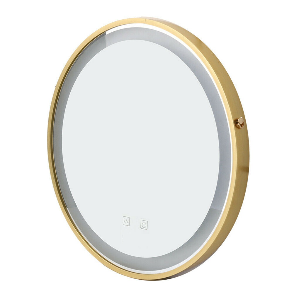Large Round LED Bathroom Vanity Mirror Light Anti-Fog Wall Hanging Mirror  Golden